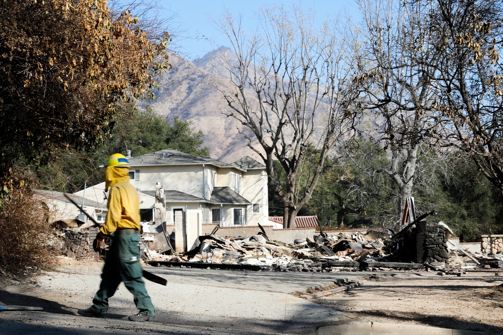 Fire Crew 505 Work To Clear Debris At Communities Impacted By Eaton Fire