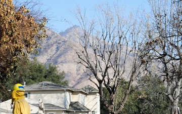 California Army National Guard Fire Crew Works To Clear Debris At Communities Impacted By Eaton Fire