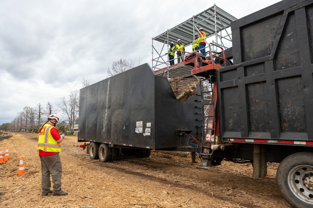 Hurricane Helene Recovery: Temporary Debris Storage and Reduction Site in Lowndes County, Georgia.