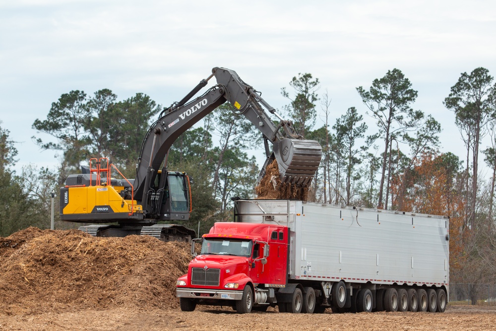 Hurricane Helene Recovery: Temporary Debris Storage and Reduction Site in Lowndes County, Georgia.