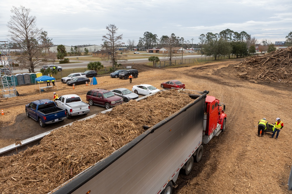 Hurricane Helene Recovery: Temporary Debris Storage and Reduction Site in Lowndes County, Georgia.