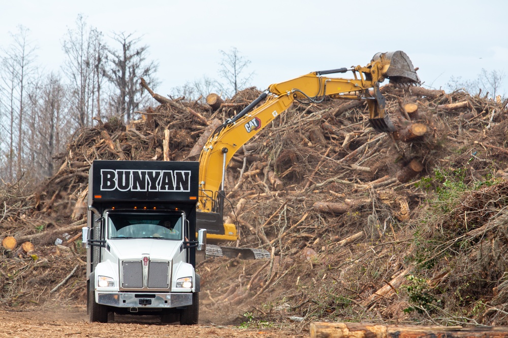 Hurricane Helene Recovery: Temporary Debris Storage and Reduction Site in Lowndes County, Georgia.