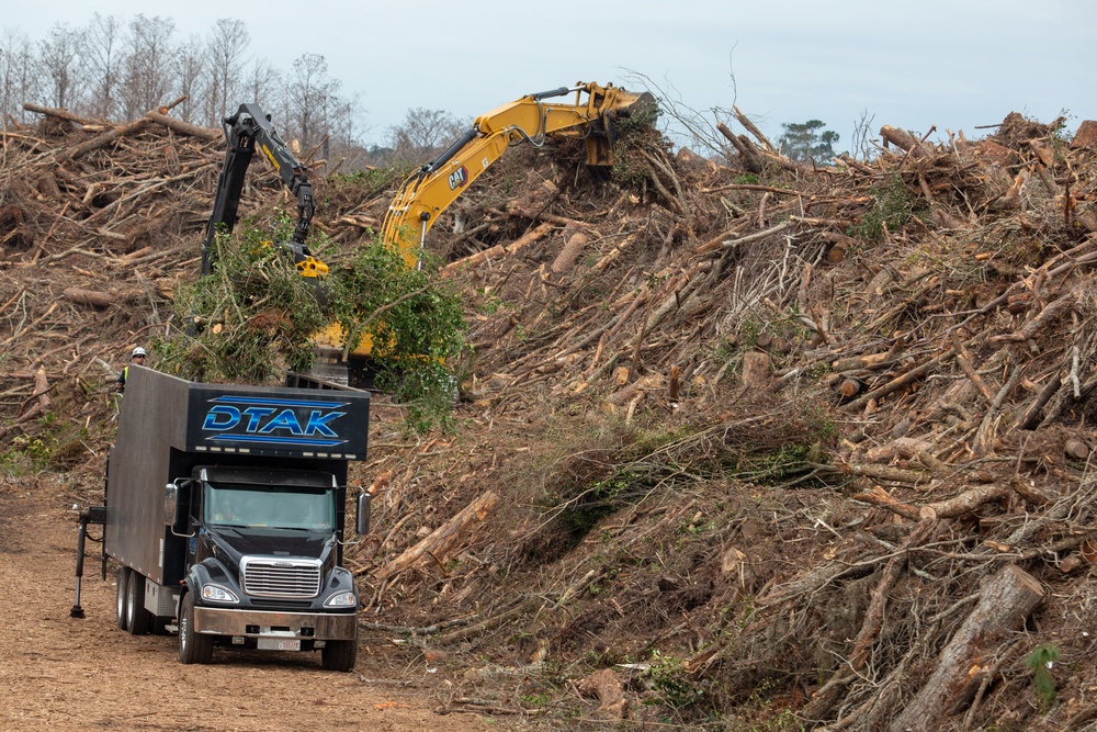 Hurricane Helene Recovery: Temporary Debris Storage and Reduction Site in Lowndes County, Georgia.