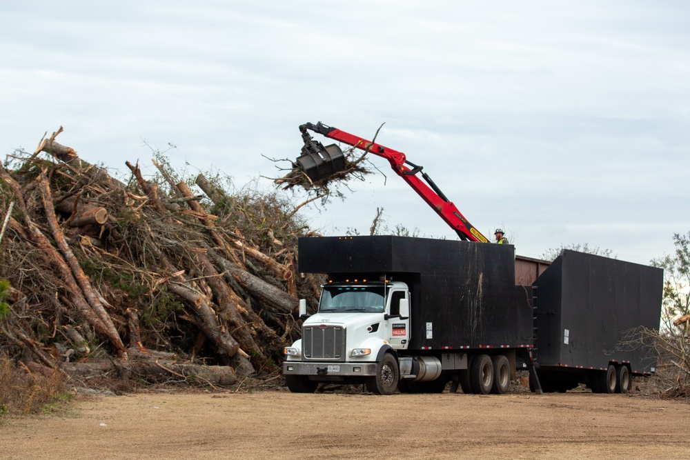 Hurricane Helene Recovery: Temporary Debris Storage and Reduction Site in Lowndes County, Georgia.