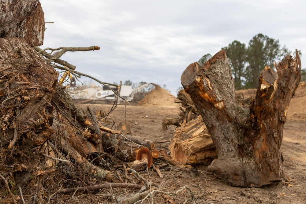 Hurricane Helene Recovery: Temporary Debris Storage and Reduction Site in Lowndes County, Georgia.