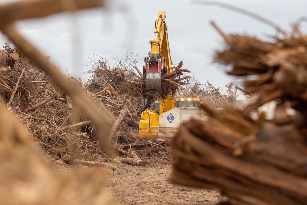 Hurricane Helene Recovery: Temporary Debris Storage and Reduction Site in Lowndes County, Georgia.