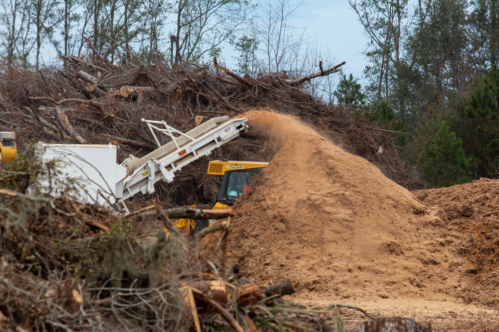 Hurricane Helene Recovery: Temporary Debris Storage and Reduction Site in Lowndes County, Georgia.