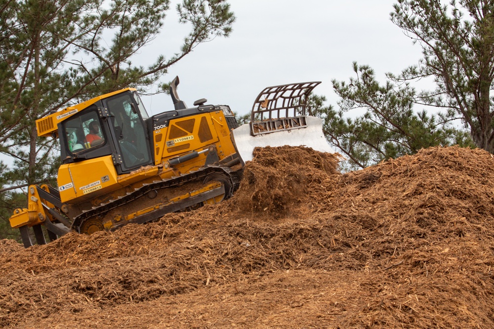 Hurricane Helene Recovery: Temporary Debris Storage and Reduction Site in Lowndes County, Georgia.