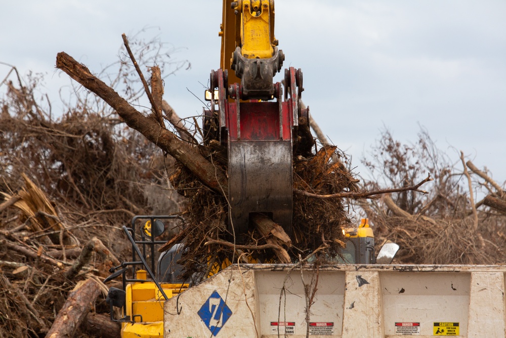 Hurricane Helene Recovery: Temporary Debris Storage and Reduction Site in Lowndes County, Georgia.