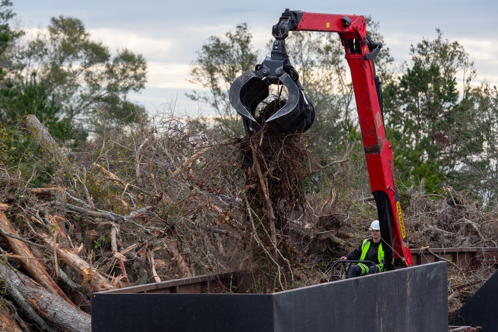 Hurricane Helene Recovery: Temporary Debris Storage and Reduction Site in Lowndes County, Georgia.