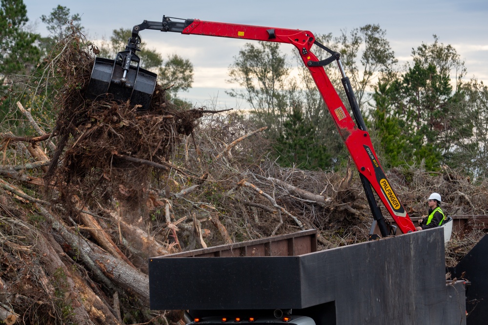 Hurricane Helene Recovery: Temporary Debris Storage and Reduction Site in Lowndes County, Georgia.