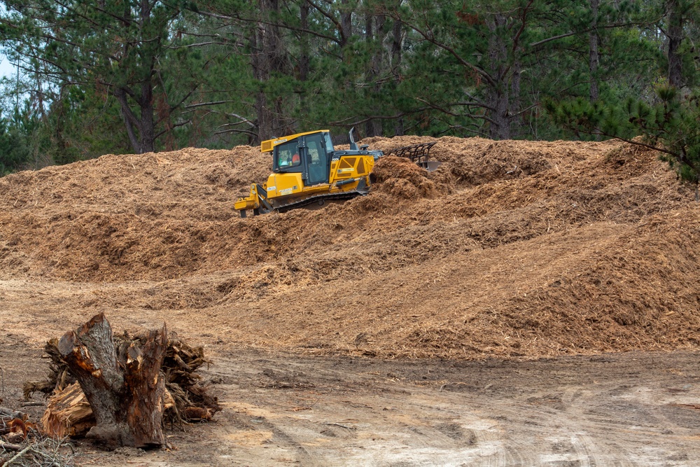 Hurricane Helene Recovery: Temporary Debris Storage and Reduction Site in Lowndes County, Georgia.