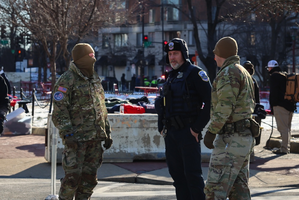 Virginia National Guard Soldiers help direct citizens and traffic in support of the 60th Presidential Inauguration