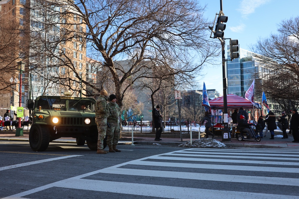 Virginia National Guard Soldiers help direct citizens and traffic in support of the 60th Presidential Inauguration