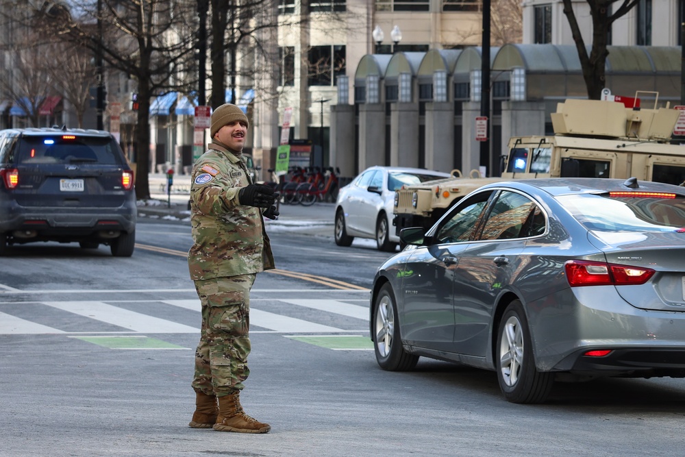 Virginia National Guard Soldiers Help Direct Citizens and Traffic in Support of the 60th Presidential Inauguration