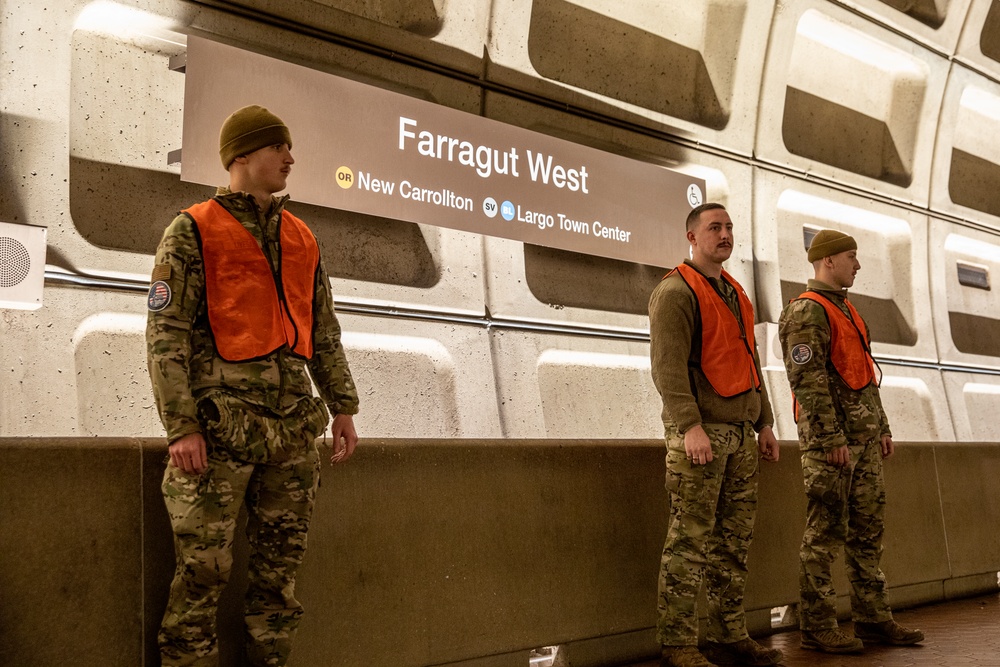 New York National Guardsmen Stand Guard at a Metro Stop