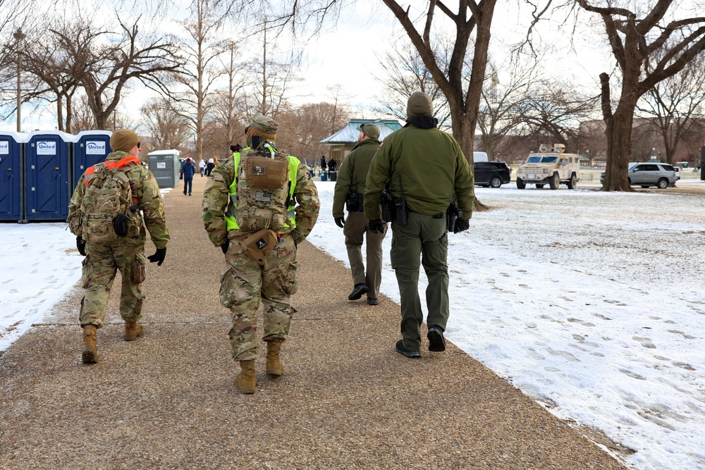 Army National Guard Soldiers Patrol National Mall Alongside Local and Federal Police Agencies During the 60th Presidential Inauguration.