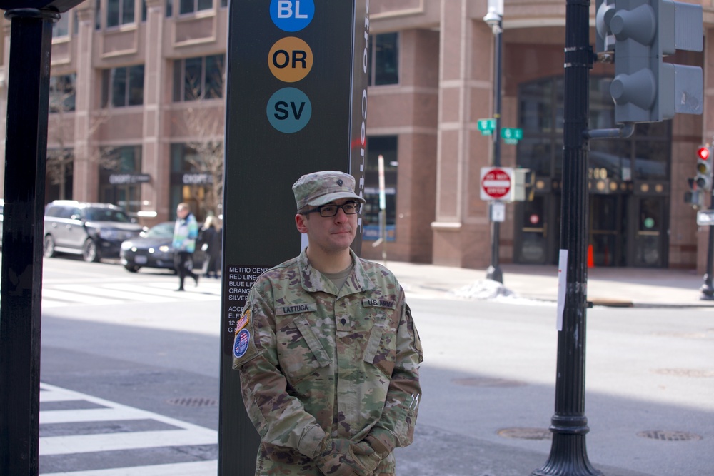 Soldier Stands Ready to Assist Civilians at D.C. Metro Station During 60th Presidential Inauguration