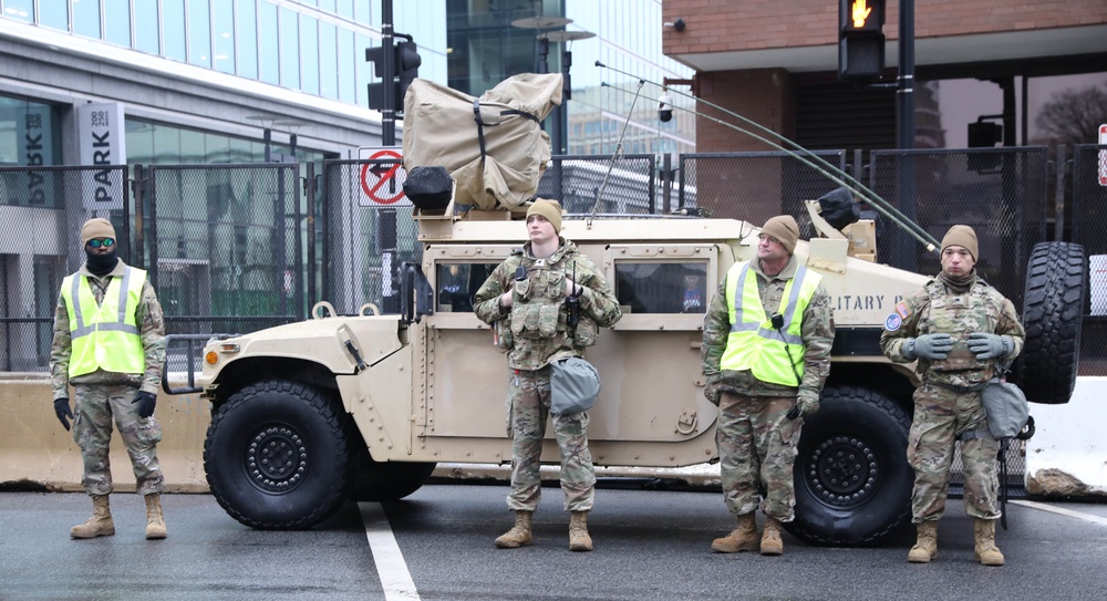 Service Members Guard Traffic Control Checkpoints to Support the 60th Presidential Inauguration