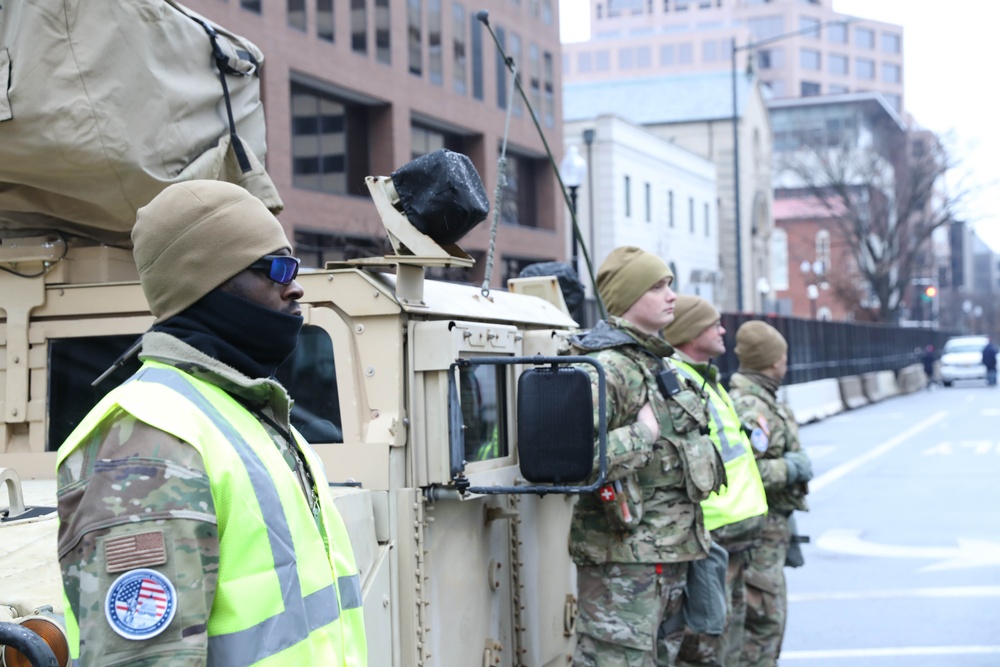 National Guard Members Patrol Traffic Control Checkpoints; Support 60th Presidential Inauguration