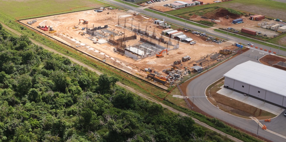 A Maintanence Shop Takes Shape in an Aerial Photo of Ongoing Construction at Marine Corps Base Camp Blaz