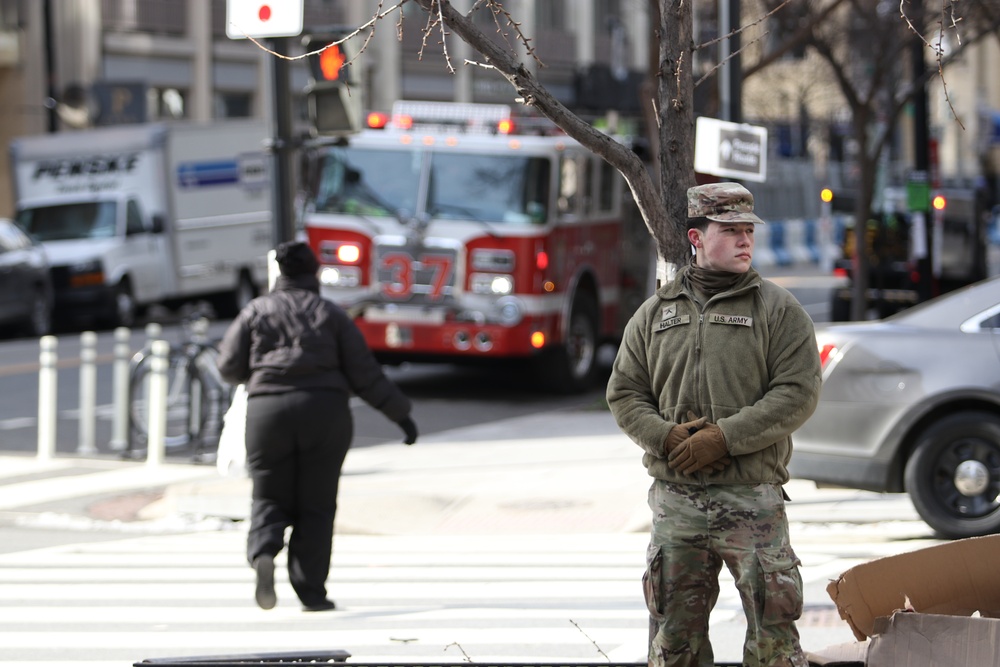 National Guardsmen Stands Guard Outside Metro Stations During Presidential Inauguration