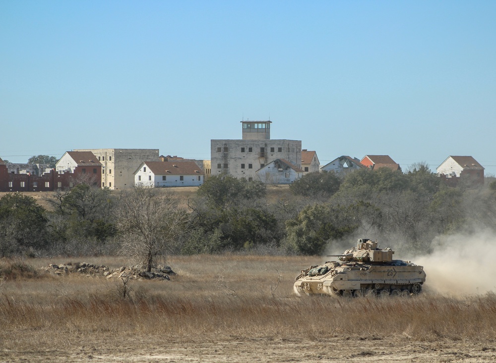 M2A3 Bradley Fighting Vehicle maneuvers during 3ABCT/1CD CALFEX
