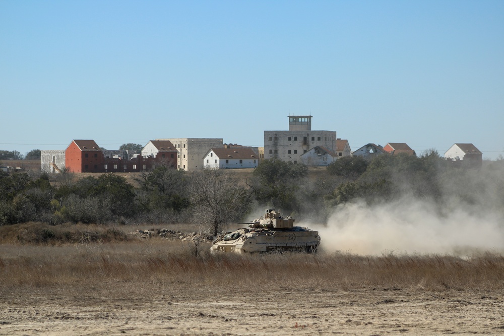 M2A3 Bradley Fighting Vehicle maneuvers during 3ABCT/1CD CALFEX