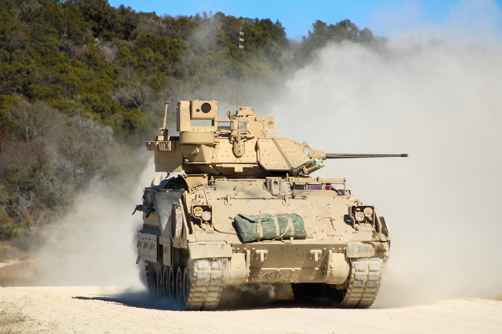 M2A3 Bradley Fighting Vehicle maneuvers during 3ABCT/1CD CALFEX