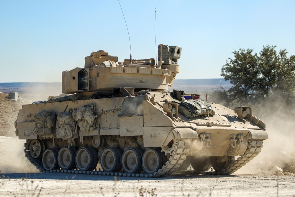M2A3 Bradley Fighting Vehicle maneuvers during 3ABCT/1CD CALFEX