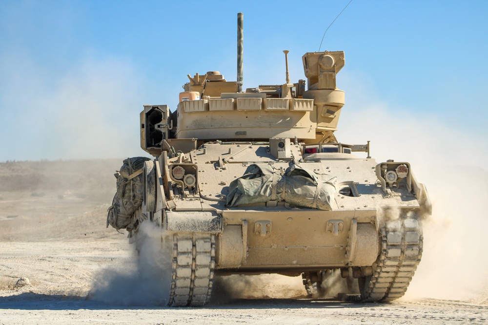 M2A3 Bradley Fighting Vehicle maneuvers during 3ABCT/1CD CALFEX