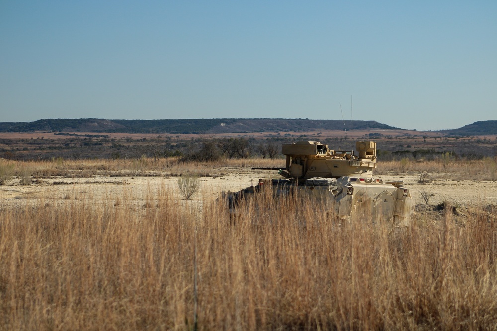M2A3 Bradley Fighting Vehicle engages targets during 3ABCT/1CD CALFEX