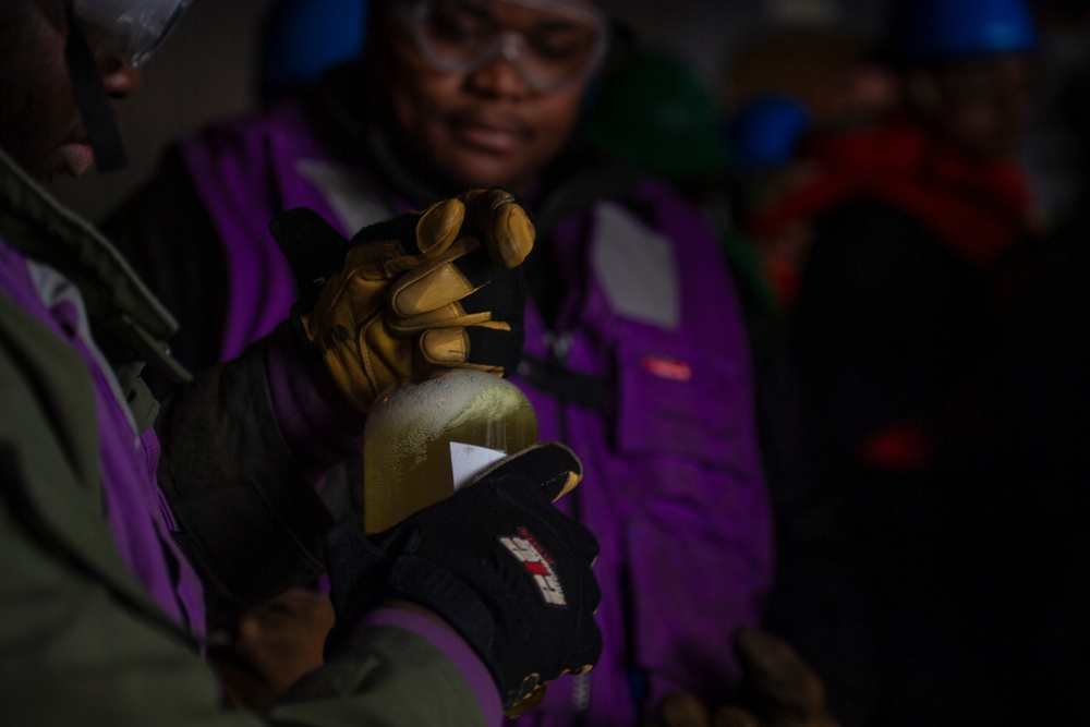 Nimitz Sailors Collect a Fuel Sample