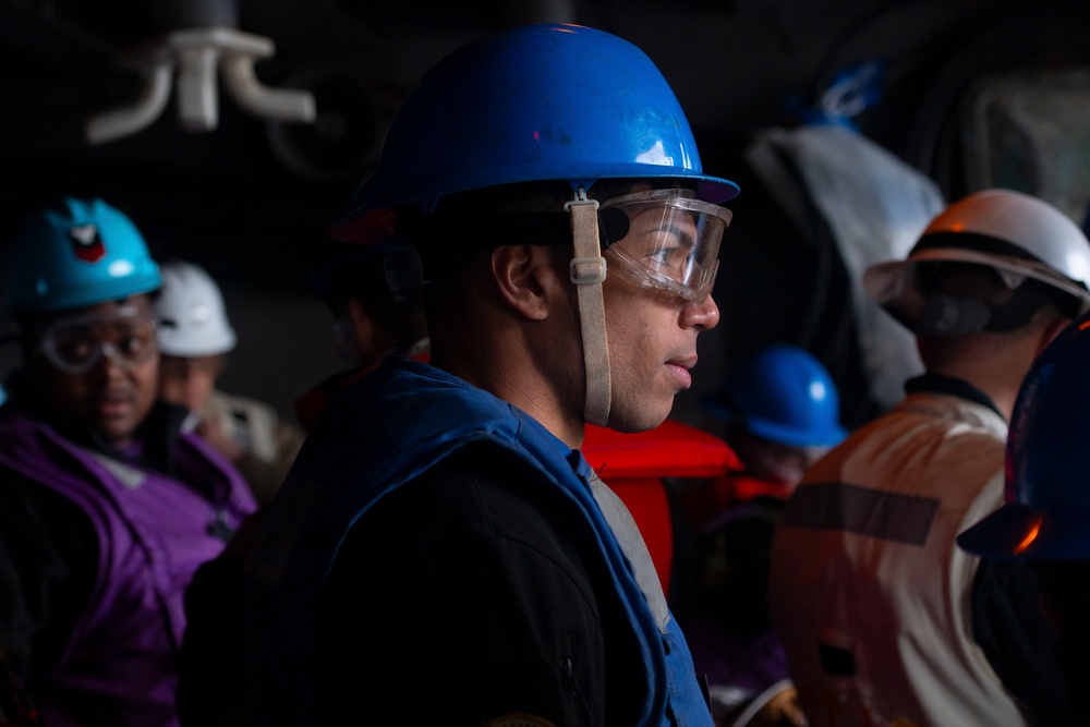 A Nimitz Sailor Stands Watch During a Replenishment-at-Sea