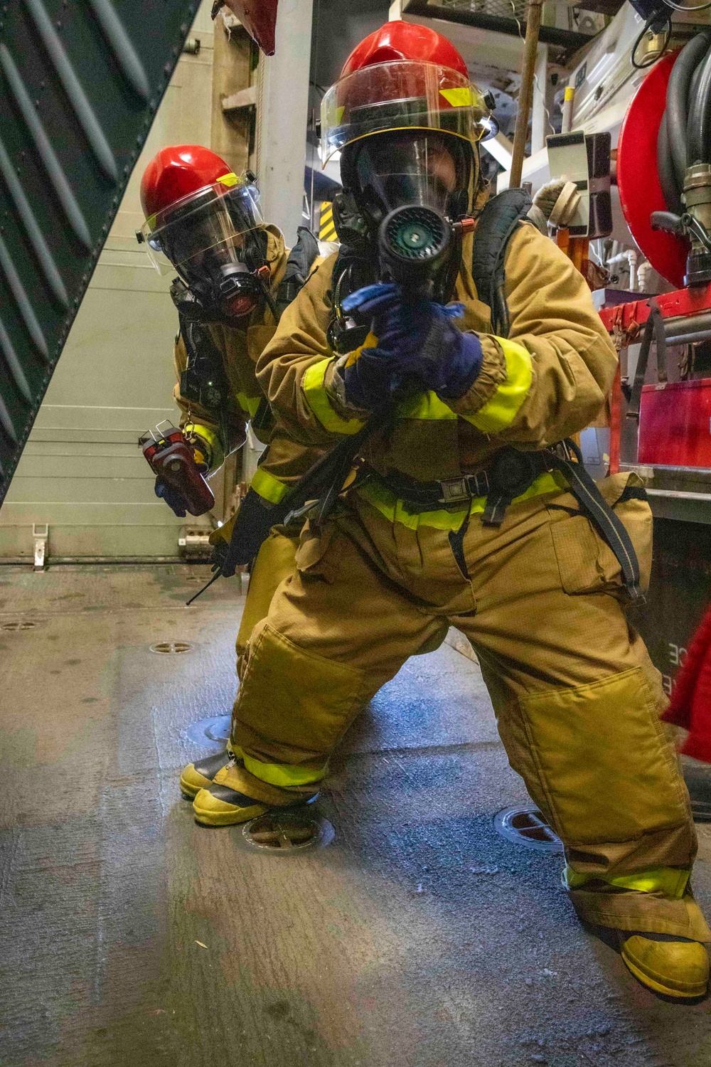 USS Howard Conducts Hangar Bay Fire Drill