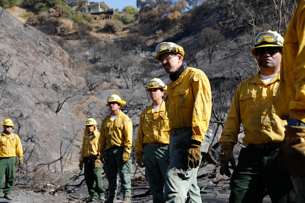 Fire Crews Work On Area Affected By Palisades Fire