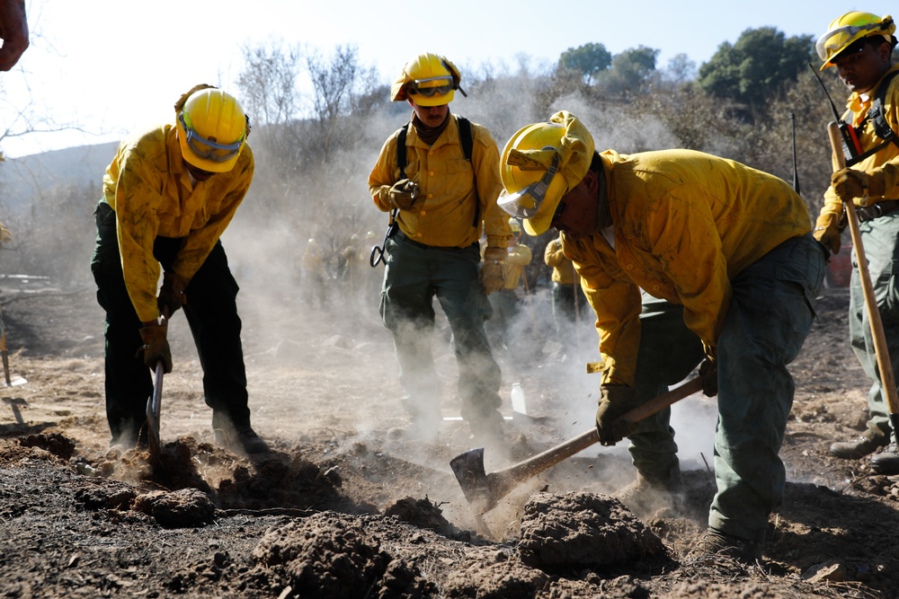 Fire Crews Work On Area Affected By Palisades Fire