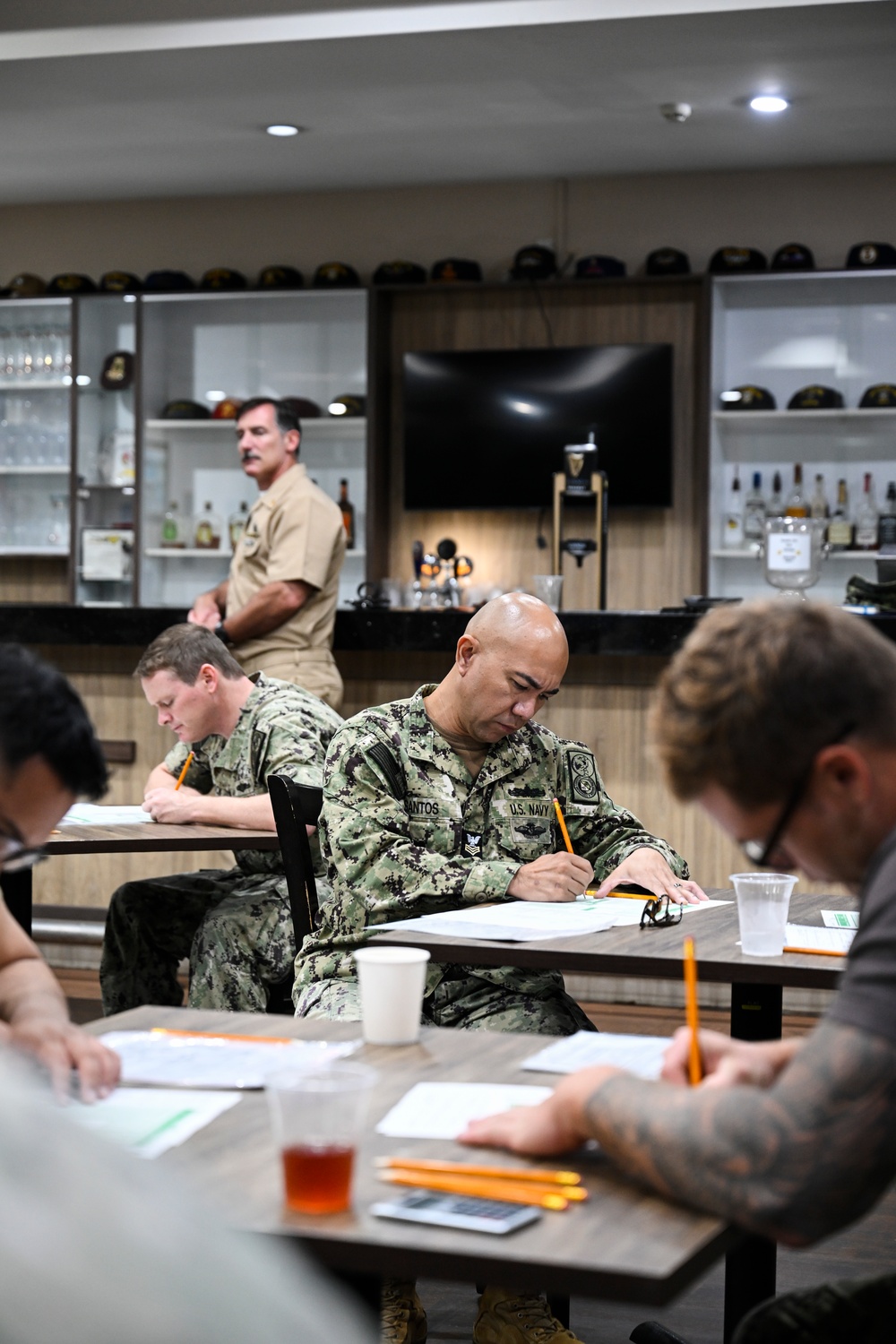 COMLOG WESTPAC Sailors take E-7 Navy-wide advancement exam.