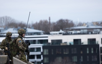 U.S. Soldiers assigned to 2-227th AR and Estonian Forces conduct a Protective Service Detail Training Exercise