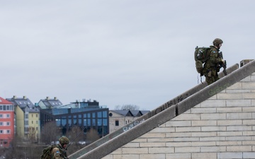 U.S. Soldiers assigned to 2-227th AR and Estonian Forces conduct a Protective Service Detail Training Exercise