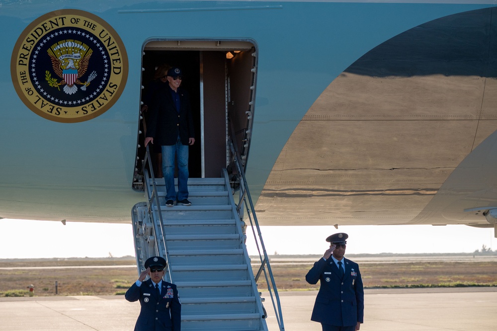 Vandenberg Guardians and Airmen Support the Arrival of Former U.S. President Joe Biden