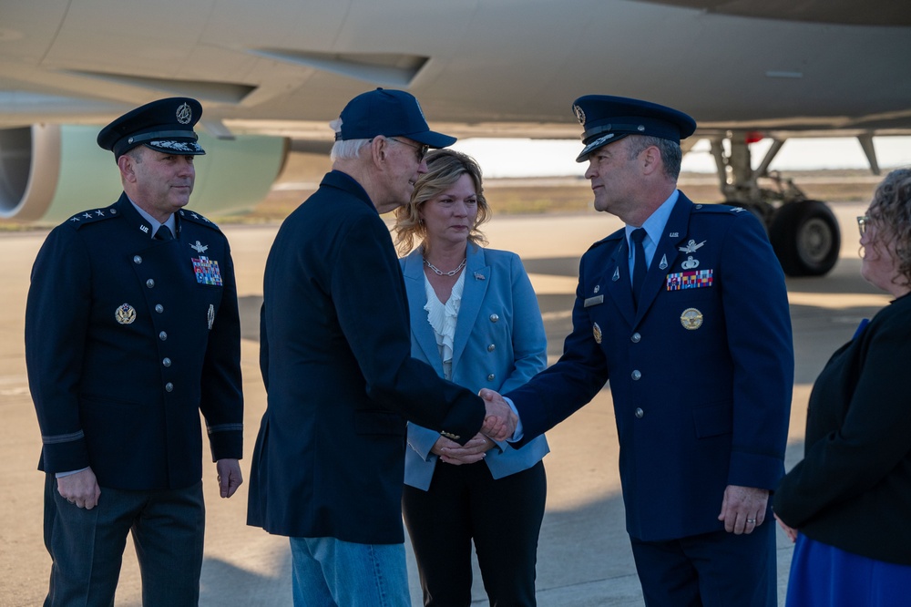 Vandenberg Guardians and Airmen Support the Arrival of Former U.S. President Joe Biden