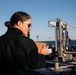 WAYNE E. MEYER SAILORS CONDUCT REPLENISHMENT-AT-SEA