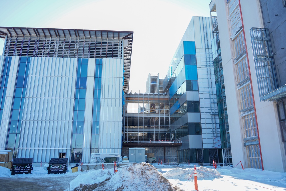 Construction work continues on the site of the Louisville VA Medical Center Jan. 15, 2025