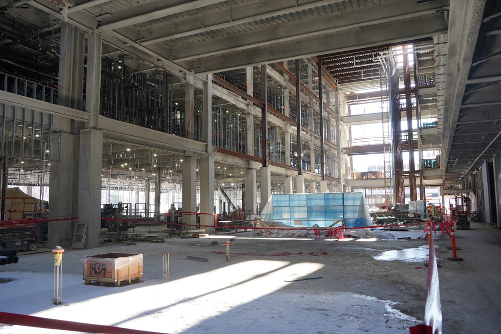 Construction work continues on the site of the Louisville VA Medical Center Jan. 15, 2025