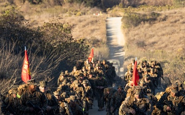 Headquarters and Service Battalion participate in a 5k hike