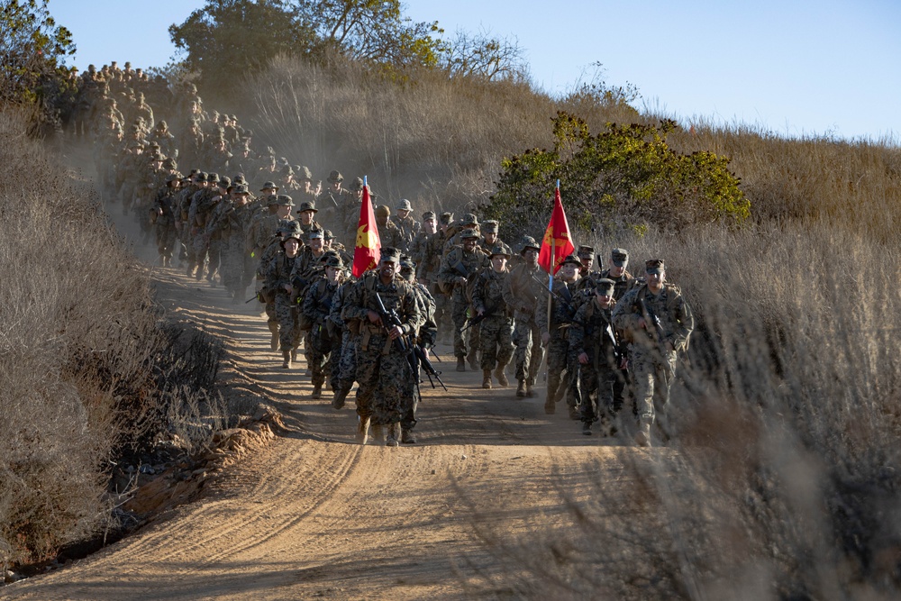 Headquarters and Service Battalion participate in a 5k hike