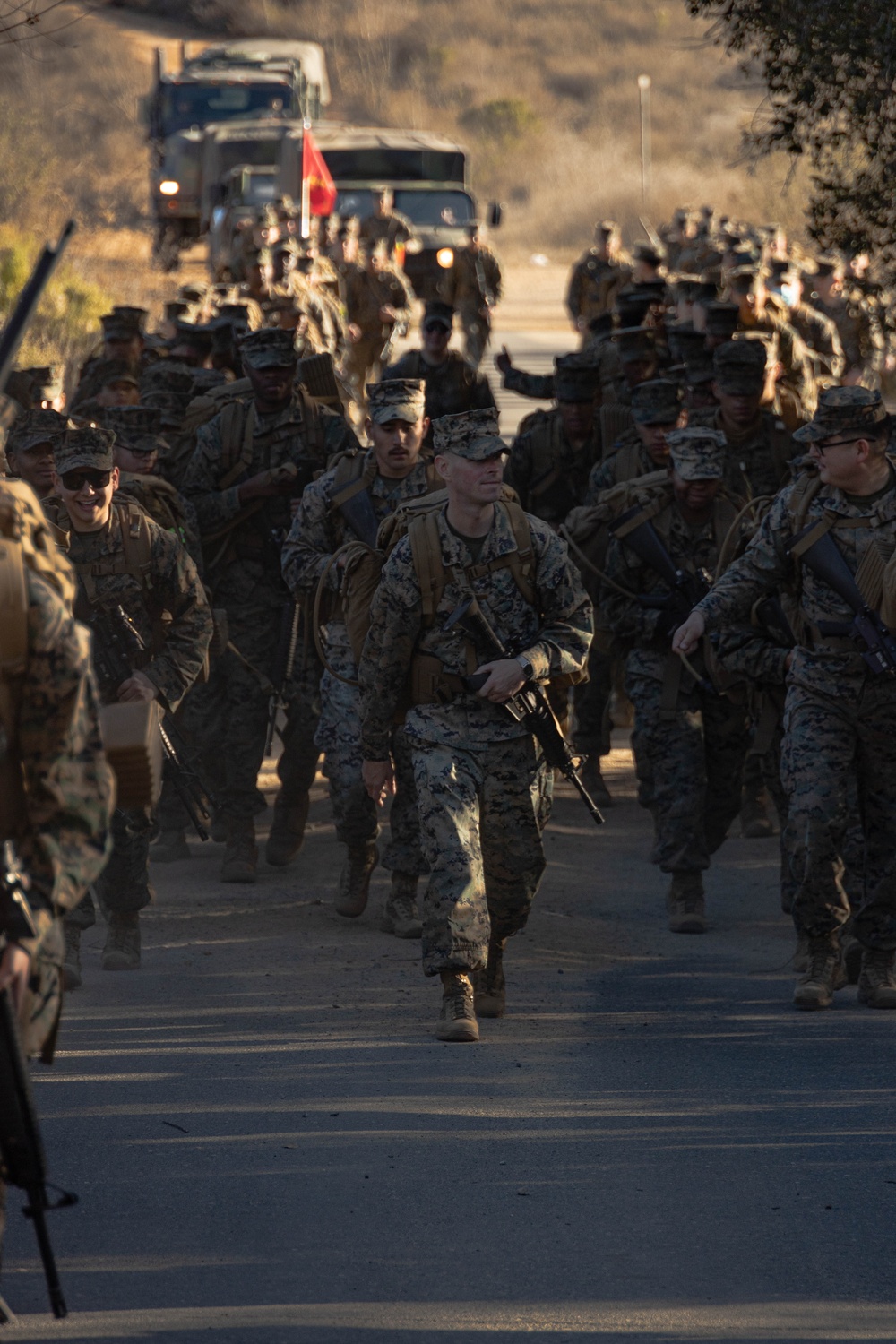 Headquarters and Service Battalion participate in a 5k hike