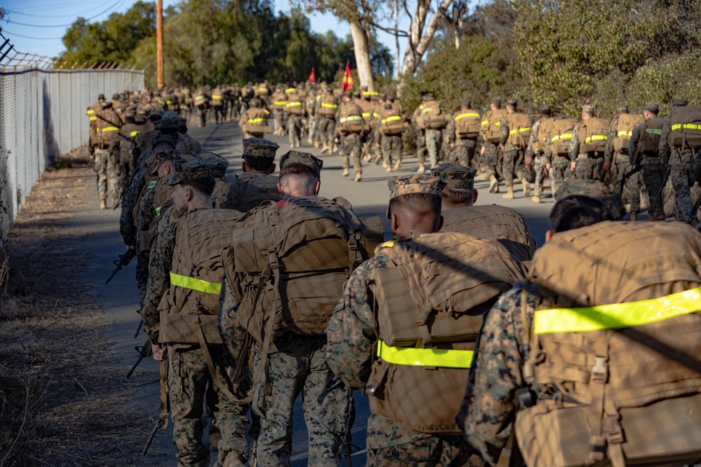 Headquarters and Service Battalion participate in a 5k hike