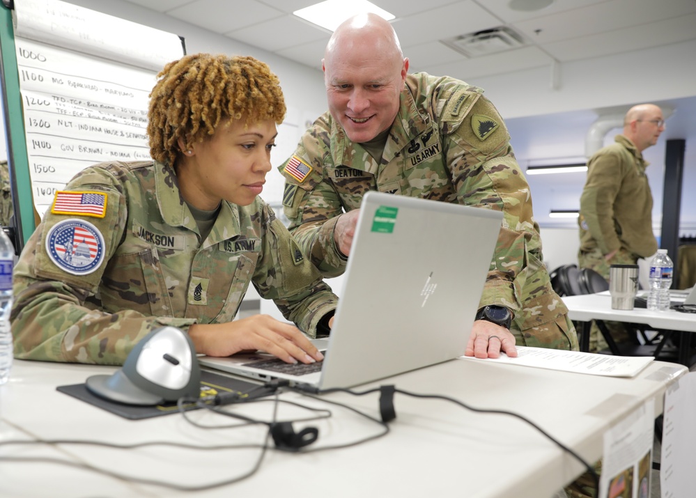 Sgt. Maj. Khalia Jackson performs task in Tactical Operation Center during the 60th Presidential Inauguration